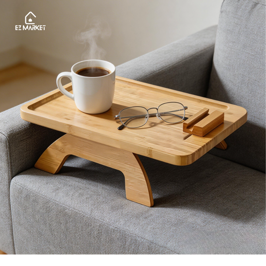 Bamboo Clip-On Sofa Arm Tray Table